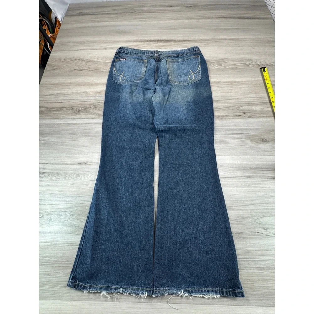 Vintage Jordache Lo-Rise Flare Jeans Women 15/16 Blue Dark‎ Wash Button Fly